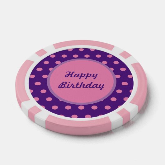 Happy Birthday Poker Chips (Paarse & roze) (Enkel)