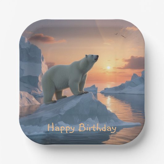 Happy Birthday Polar Beer Papieren Bordje (Voorkant)