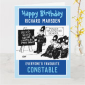 Happy Birthday Politie Constable Kaart (Gele Bloem)