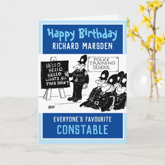 Happy Birthday Politie Constable Kaart (Gele Bloem)