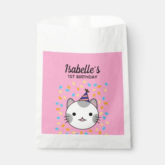 Happy Birthday Polka Dot Cat Bedankzakje (Voorkant)