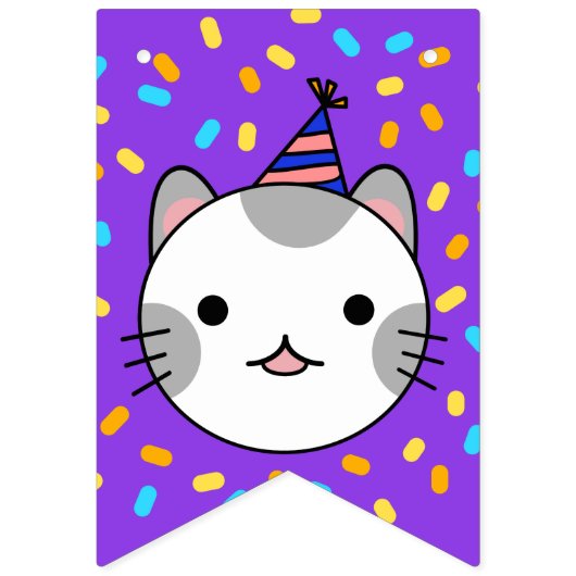 Happy Birthday Polka Dot Cat Vlaggetjes (Eerste vlag)