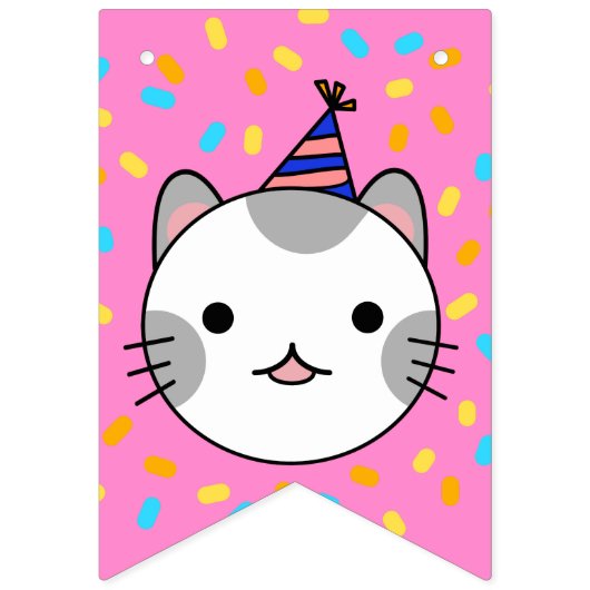 Happy Birthday Polka Dot Cat Vlaggetjes (Eerste vlag)
