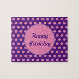 Happy Birthday Polka Dot Jigzaag Puzzle (Paars) Legpuzzel