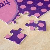 Happy Birthday Polka Dot Jigzaag Puzzle (Paars) Legpuzzel (Zijkant)