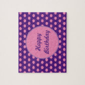 Happy Birthday Polka Dot Jigzaag Puzzle (Paars) Legpuzzel (Verticaal)