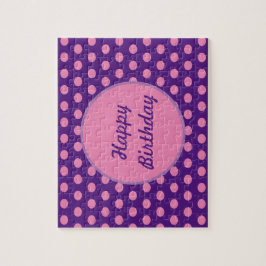 Happy Birthday Polka Dot Jigzaag Puzzle (Paars) Legpuzzel