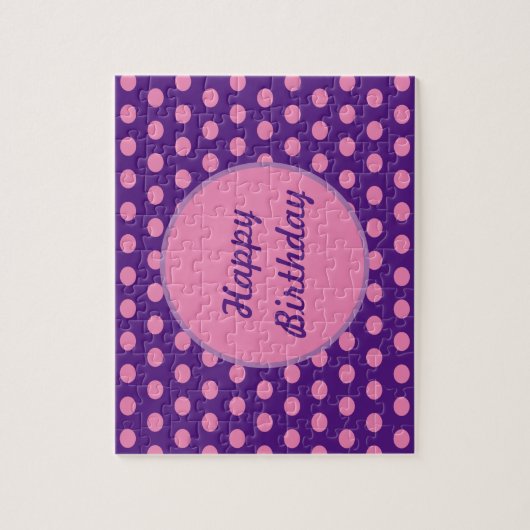 Happy Birthday Polka Dot Jigzaag Puzzle (Paars) Legpuzzel (Verticaal)