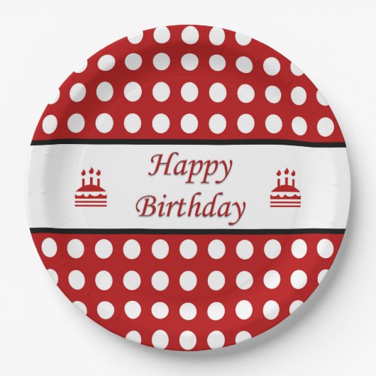 Happy Birthday Polka Dot Papieren Bordje (Voorkant)