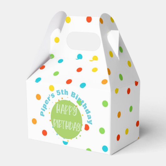 Happy Birthday Polkadot Bright Favor Box aanpassen Bedankdoosjes (Voorkant Zijde)