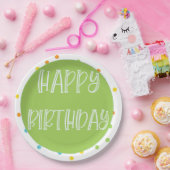 Happy Birthday Polkadots Paper Borden Bright Papieren Bordje (Feest)