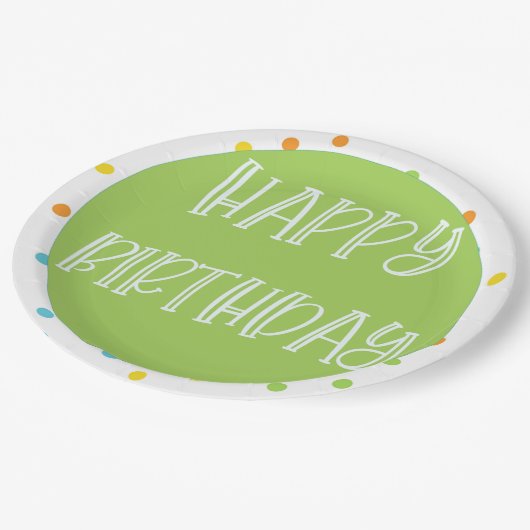 Happy Birthday Polkadots Paper Borden Bright Papieren Bordje (Gekanteld)