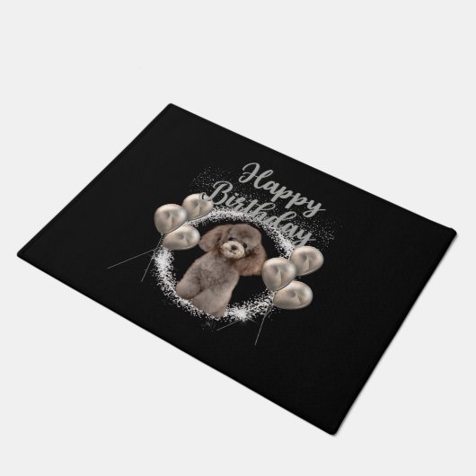 Happy Birthday Poodle Deurmat (Schuin)