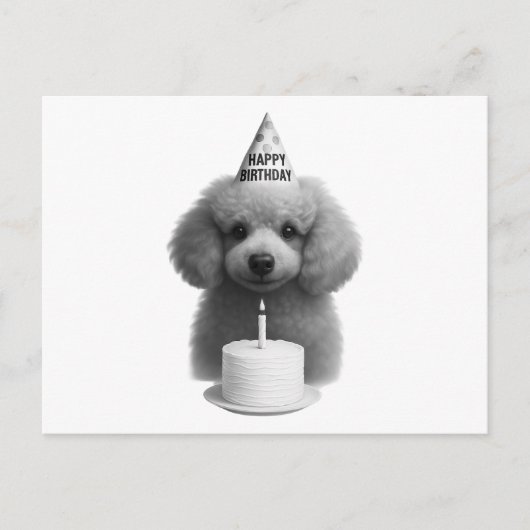 Happy Birthday Poodle Feestdagenkaart (Voorkant)