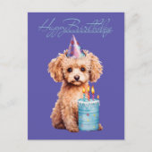 Happy Birthday Poodle met Party Pet & Bday Cake Briefkaart (Voorkant)
