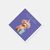 Happy Birthday Poodle met Party Pet & Bday Cake Servet (Hoek)