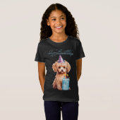 Happy Birthday Poodle met Party Pet & Bday Cake T-shirt (Voorkant volledig)