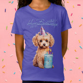 Happy Birthday Poodle met Party Pet & Bday Cake T-shirt