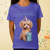 Happy Birthday Poodle met Party Pet & Bday Cake T-shirt