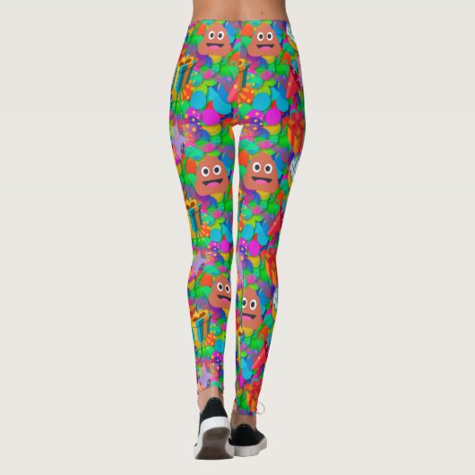 Happy Birthday Poop Emoji leggings (Achterkant)