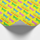 Happy Birthday Pop Art Koeien Cadeaupapier (Hoek)