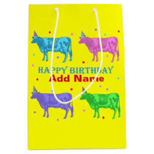 Happy Birthday Pop Art Koeien Medium Cadeauzakje