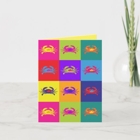 Happy Birthday Pop Kunst Krabben Meerkleurig Kaart (Voorkant)