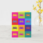 Happy Birthday Pop Kunst Krabben Meerkleurig Kaart (Gele Bloem)