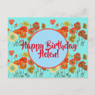 Happy Birthday Poppy floral dames Name Briefkaart