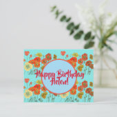Happy Birthday Poppy floral dames Name Briefkaart (Staand voorkant)