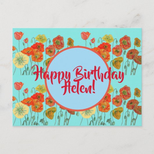 Happy Birthday Poppy floral dames Name Briefkaart (Voorkant)