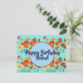 Happy Birthday Poppy floral dames Name Briefkaart (Staand voorkant)