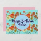 Happy Birthday Poppy floral dames Name Briefkaart (Voorkant / Achterkant)
