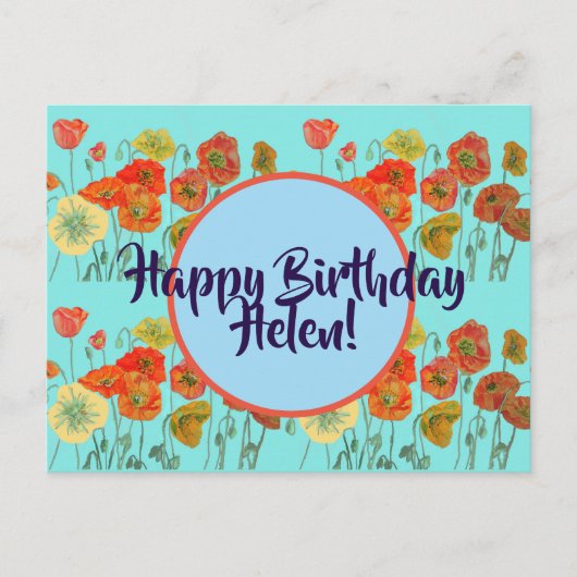 Happy Birthday Poppy floral dames Name Briefkaart (Voorkant)