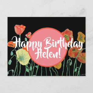 Happy Birthday Poppy floral dames Name Briefkaart