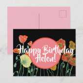 Happy Birthday Poppy floral dames Name Briefkaart (Voorkant / Achterkant)