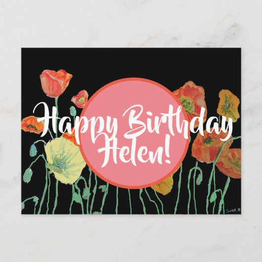 Happy Birthday Poppy floral dames Name Briefkaart (Voorkant)