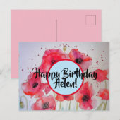 Happy Birthday Poppy floral dames Name Briefkaart (Voorkant / Achterkant)