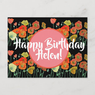 Happy Birthday Poppy floral dames Name Briefkaart