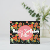 Happy Birthday Poppy floral dames Name Briefkaart (Staand voorkant)