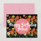 Happy Birthday Poppy floral dames Name Briefkaart (Voorkant / Achterkant)