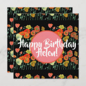Happy Birthday Poppy floral dames Name Kaart (Voorkant / Achterkant)