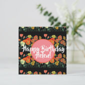 Happy Birthday Poppy floral dames Name Kaart (Staand voorkant)