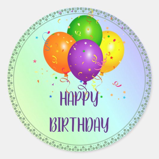 Happy Birthday, populair design Classic Round Stic Ronde Sticker (Voorkant)