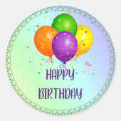 Happy Birthday, populair design Classic Round Stic Ronde Sticker (Voorkant)