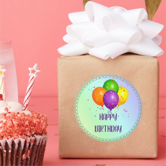 Happy Birthday, populair design Classic Round Stic Ronde Sticker (Feest)