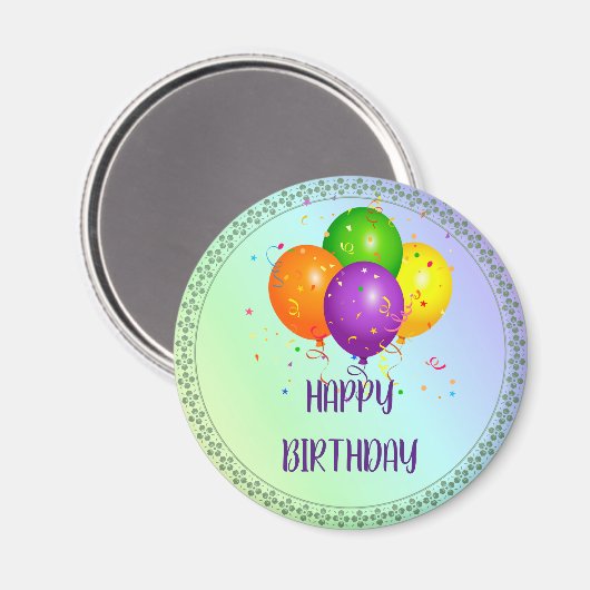 Happy Birthday, populair design, Magneet (Voorkant / Achterkant)