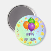 Happy Birthday, populair design, Magnet (Voorkant / Achterkant)