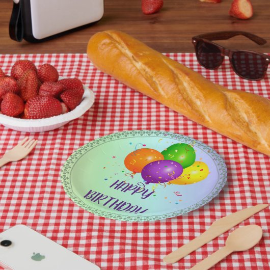 Happy Birthday, populair design, Papieren Bordje (Picknick)