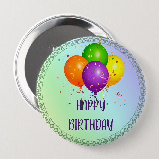 Happy Birthday, populair design, Ronde Button 4,0 Cm (Voorkant /achterkant)
